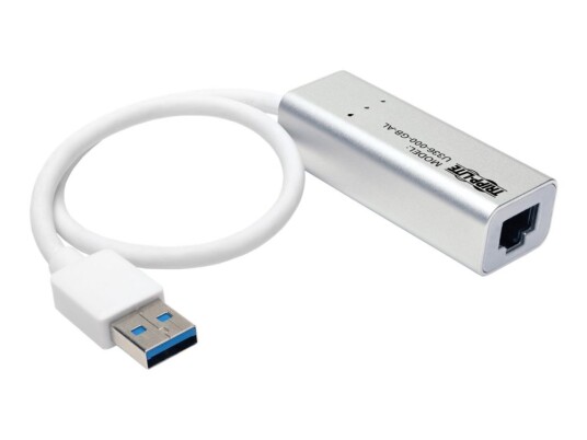 Eaton Tripp Lite Series Usb 3.0 Superspeed To Gigabit Ethernet Nic Network Adapter Rj45 10/100/1000 Aluminum White - Nettverksadapter - Usb 3.0 - Gigabit Ethernet - Sølv