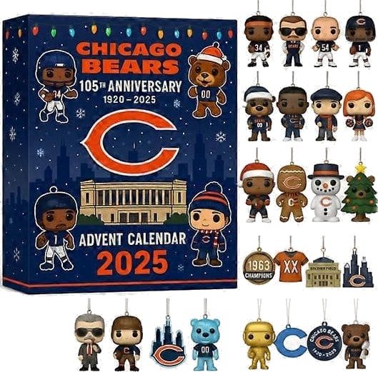 Chicago Bears Uke 105 Julekalender Blindboks Juletrepynt Akryl Anheng
