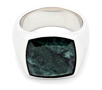 Tom Wood Jewellery The Cushion Green Marble Ring Sølv male 60 Tom Wood Jewellery The Cushion Green Marble Ring Sølv male 60
