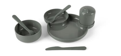 dantoy TINY BIO gavesett med servise for barn, grå/grønn