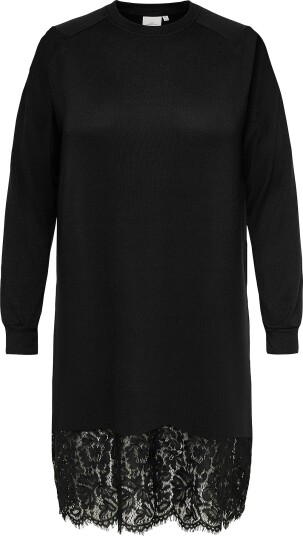 Only Carmakoma   Blondekjole Caralba Ls O Neck Lace Midi Dress J   Svart
