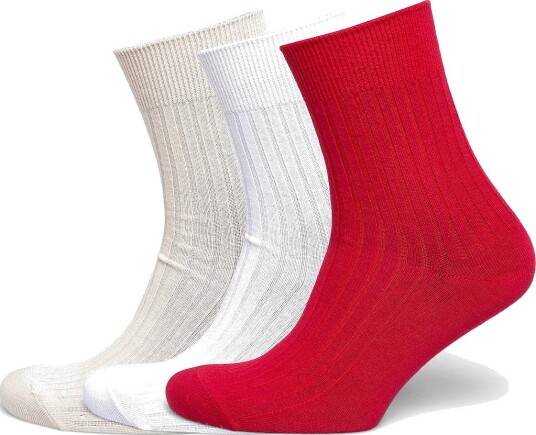 Weekday 3 Pack Ribbed Crew Socks   RED DARK   36 38