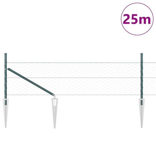 Gjerdepåle grønn 25 x 0,5 m 50 mm nett Stål