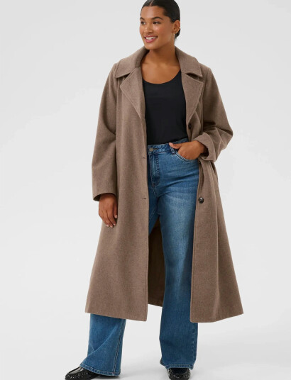 Kaffe Curve Kcnanny Long Coat Brown 46