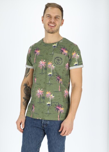 Blount & Pool Tropical Pocket Tee Olive Sea Palm 2xl Strandklær