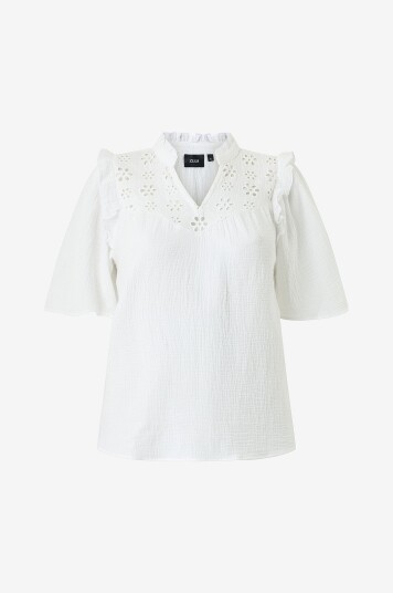 Zizzi Bluse vVivu S/S Top Hvit Zizzi Bluse vVivu S/S Top Hvit