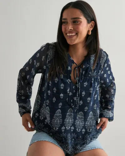 Vero Moda Blå Vmhedi Ls Top Wvn Ga