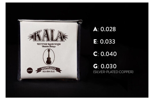 Kala Rectified Black Nylon Ku-Rn-Slg Ukulele String Set, Soprano, Low G