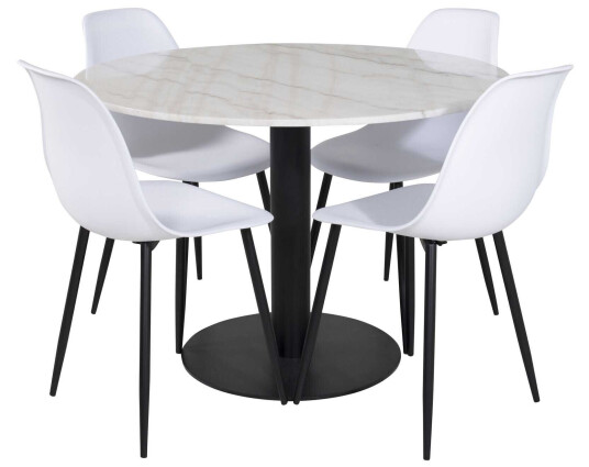 Venture Design Estelle & Polar spisegruppe Hvit/hvit 4 st stoler & bord 106 cm