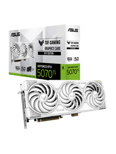 ASUS GeForce RTX 5070 Ti TUF BTF White 16GB GDDR7 RAM Grafikkort ASUS GeForce RTX 5070 Ti TUF BTF White 16GB GDDR7 RAM Grafikkort