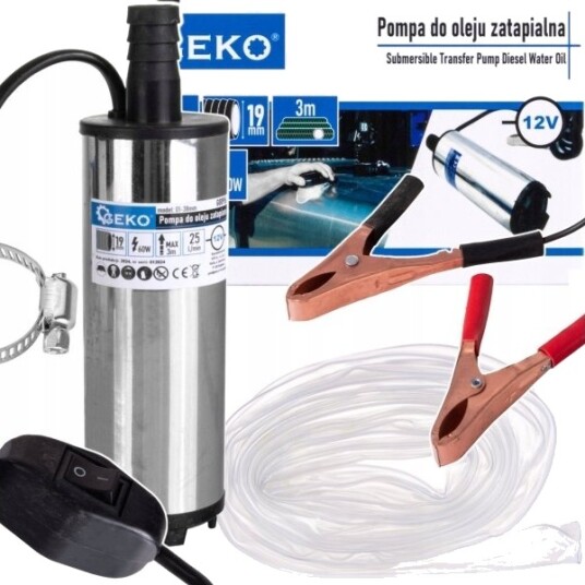 Geko Nedsenkbar Oljepumpe 12V 52Mm Med 3M Kabel 40