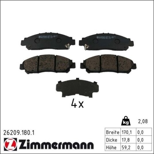 ZIMMERMANN 26209.180.1 Bremseklosser