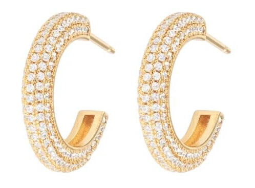 Emilia By Bon Dep Medium Chunky Hoops White Øredobber Gull