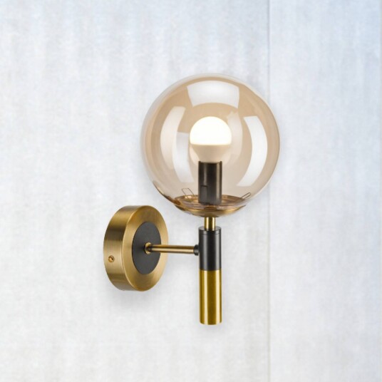 Lamkur Lighting Vegglampe Natalia gullfarget Ø 15 cm glass E14