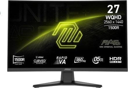 MSI MAG 275CQF E18 27" 2560x1440 Curved Rapid VA 180Hz 0.5ms HDR Ready 2x HDMI DisplayPort Black 9S6-3CE91H-010 MSI MAG 275CQF E18 27" 2560x1440 Curved Rapid VA 180Hz 0.5ms HDR Ready 2x HDMI DisplayPort Black 9S6-3CE91H-010