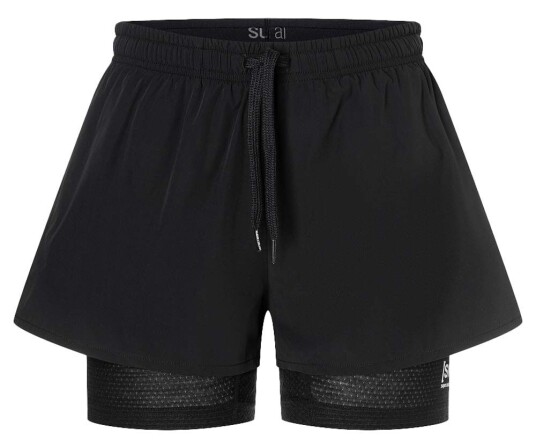 super.natural Women's Double Layer Shorts Jet Black M, Jet Black