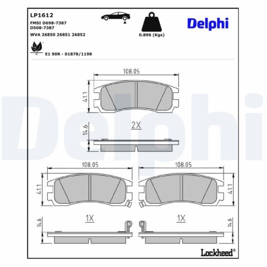 Bremseklosser DELPHI LP1612