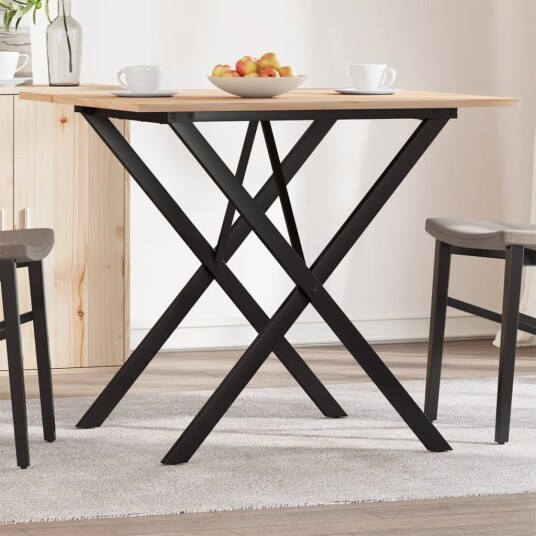 Salongbord X-ramme 90x90x75 cm heltre furu og støpejern 3282696