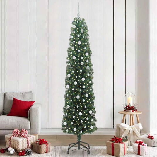 Kunstig juletre med 300 LED grønn 240 cm PVC og stål og plast Kunstig juletre med 300 LED grønn 240 cm PVC og stål og plast