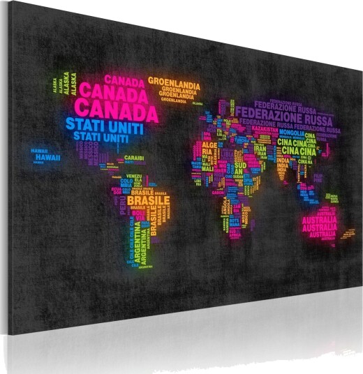 Bilde Kartn Over Verden Italiensk Navn 90x60 Artgeist sp. z o. o.
