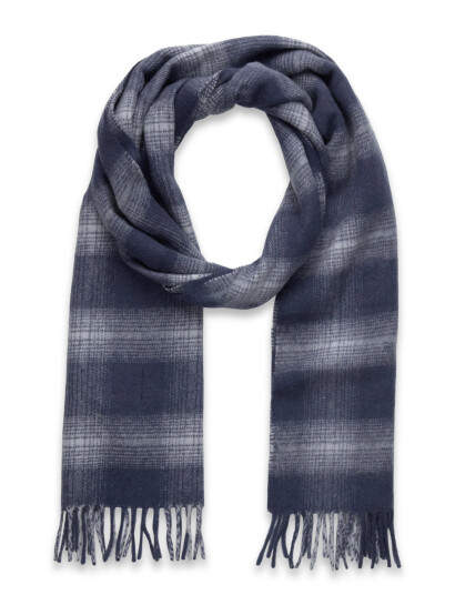 Lyle & Scott Check Lambswool Scarf - Navy - ONE SIZE Lyle & Scott Check Lambswool Scarf - Navy - ONE SIZE