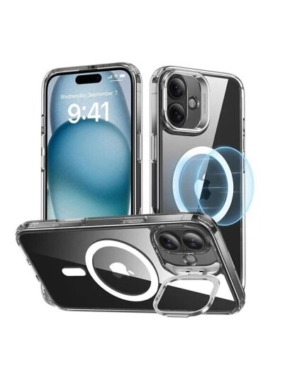 ESR Hybrid Mobildeksel med Stativ for iPhone 16 Plus - Gjennomsiktig og MagSafe Kompatibel