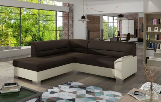 Seksjon Eltap Bergen 247x214x83 cm Sawana 26 Soft 33 Mørk brun Beige Venstre