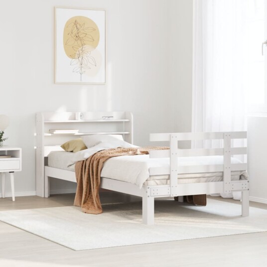  Sengeramme med hodegavl hvit 90x200 cm heltre furu
