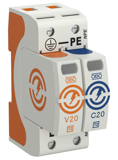 Obo Bettermann 5095251 Overspenningsvern type 2 230 V IP20 V20 1+NPE 280 Stikkontakter & kabler