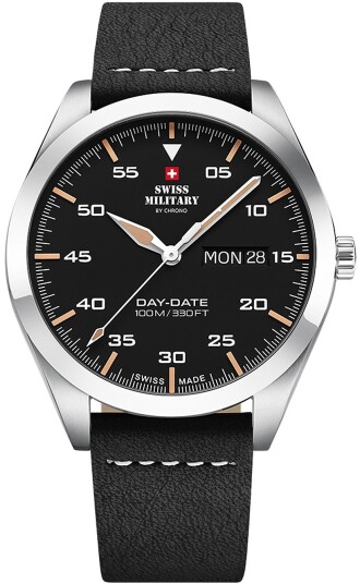 Swiss Military by Chrono Herreklokke SM34087.04 Classic Sort/Lær Swiss Military by Chrono Herreklokke SM34087.04 Classic Sort/Lær