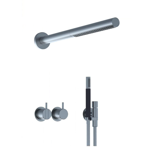 Vola 2471-081ST dusjbatteri Med hode- og hånddusj, Sort Blank