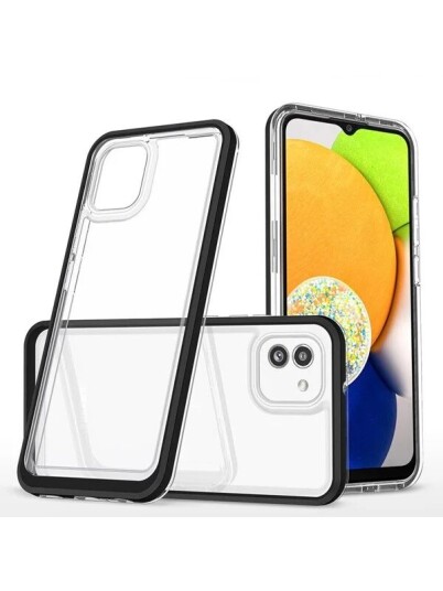 Hurtel Clear 3in1 Case for Samsung Galaxy A03 Silicone Cover with Frame Black
