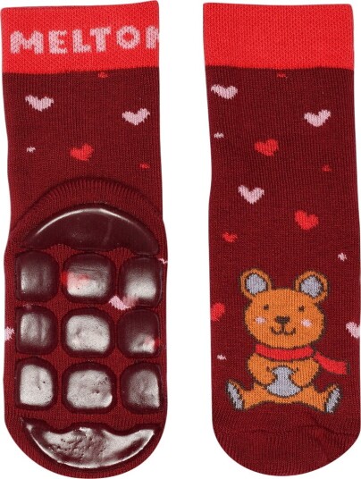 Melton Teddy Socks   Anti Slip   SUNDRIED TOMATO   23/26
