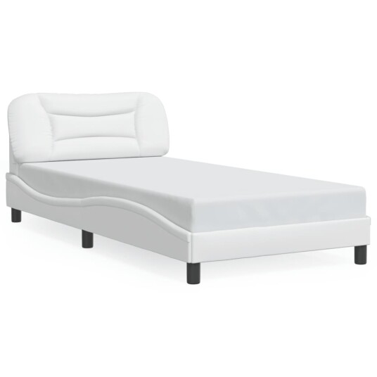 Sengeramme med LED-lys hvit 100x200 cm kunstig lær 8721012356290