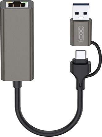 XO Nettverksadapter HUB018 med USB og USB-C RJ45 XO Nettverksadapter HUB018 med USB og USB-C RJ45
