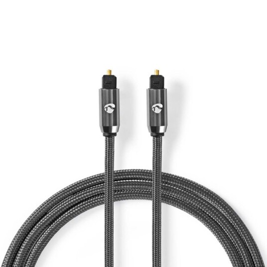 Nedis 5m TosLink Optisk Lydkabel Flettet Gun Metal Grå