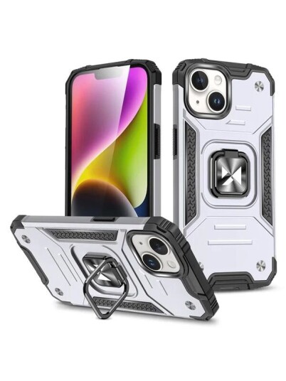 Wozinsky Ring Armor iPhone 15 Plus iPhone 15 Plus Ring Armor Case Silver