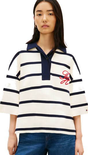 Tommy Hilfiger Co Full Needle Rlx Polo Swt   Navy   XS