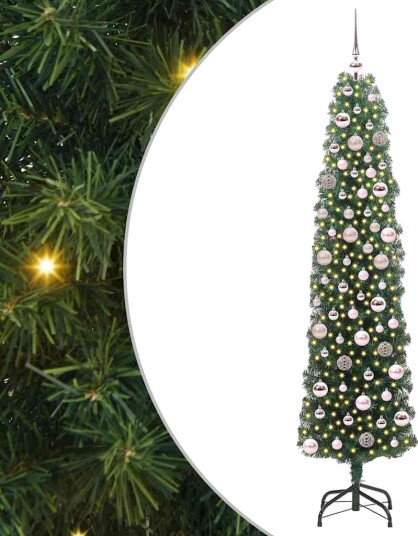  Kunstig juletre med 300 LED grønn 180 cm PVC og stål og plast
