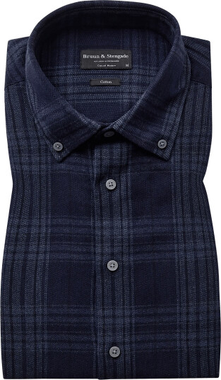 Bruun & Stengade Bs Sihamoni Casual Modern Fit Shirt   Navy   M