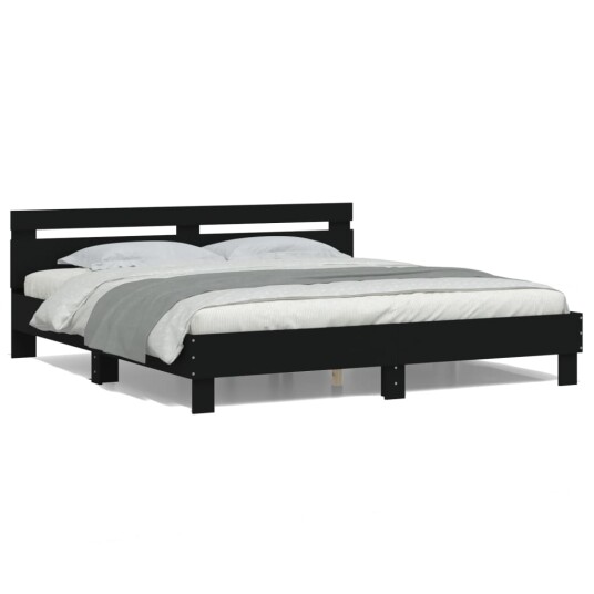 vidaXL Sengeramme med hodegavl og LED svart 160x200 cm 8721012247505