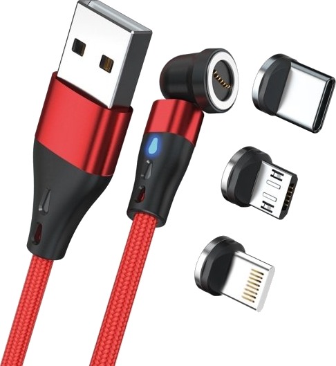 Realpower Magneticcharge3, 2 M, Usb A, Rød Realpower Magneticcharge3, 2 M, Usb A, Rød
