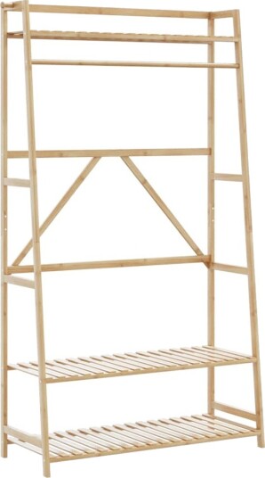 Klesstativ med hyller 110x40x180 cm bambus 8721102643088 Klesstativ med hyller 110x40x180 cm bambus 8721102643088