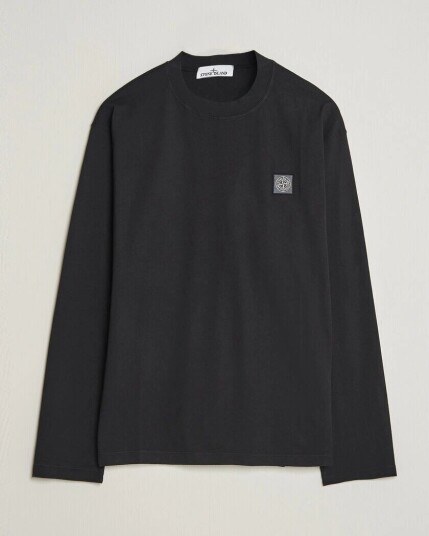 Stone Island Organic Cotton Jersey Long Sleeve T Shirt Black