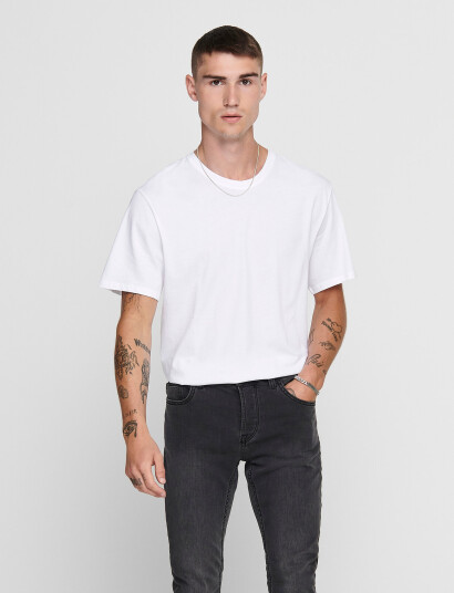 ONLY & SONS Onsmatt Life Longy Ss Tee - White - XS
