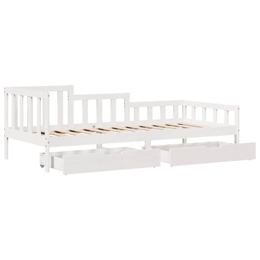 Dagseng med skuffer hvit 80x200 cm heltre furu