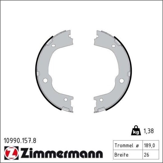 ZIMMERMANN 10990.157.8 Bremseskosett, håndbrems