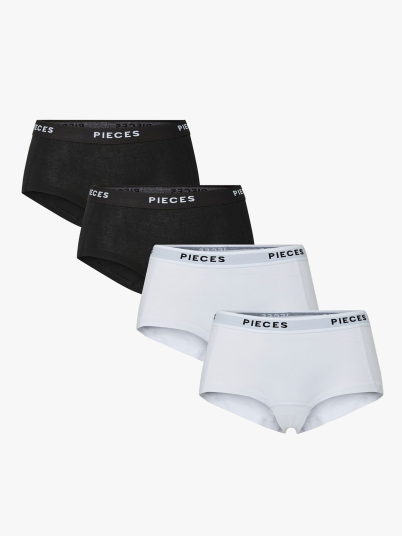Pieces Logo Lady 4 Pack Solid Underwear Flerfarget XS