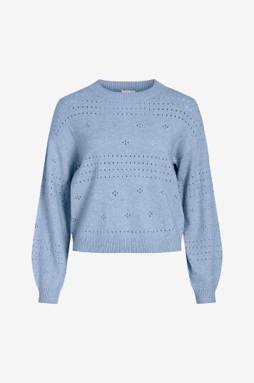 Vila - Genser viRil L/S O-neck Pointelle Knit Top - Blå