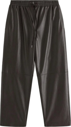 Lindex Straight Trousers In Imitation Leather Brown L
